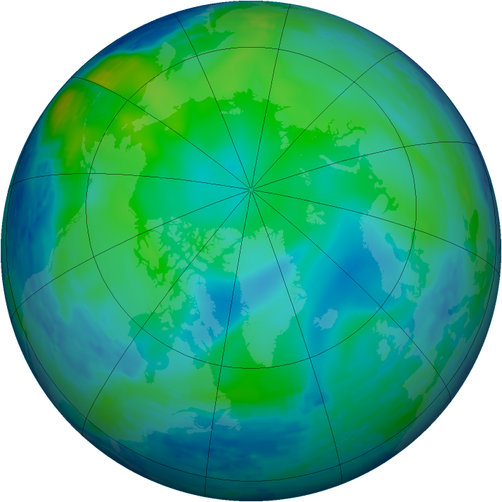 Arctic ozone map for October 1993
